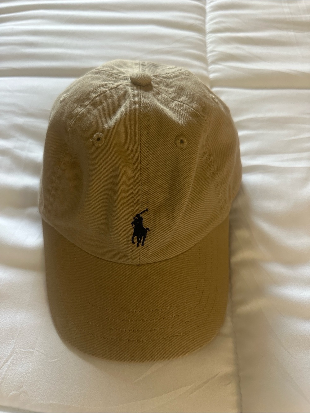 Ralph Lauren Khaki Cap with Navy Blue Script Label